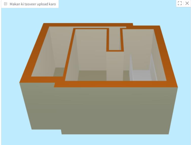 3D room view before AI floor plan conversion